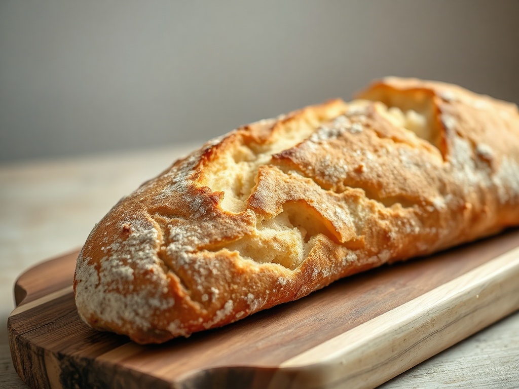 Frisch gebackenes Sauerteigbrot auf einem Holzbrett